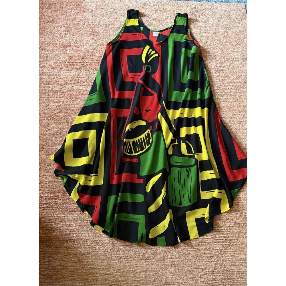 Svensk Islands Abstract Print Oversized Swing Dress Size M
